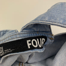 Load image into Gallery viewer, Girls Cotton On, stretch denim overalls dress, pinafore, GUC, size 4, L: 55cm