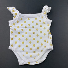 Load image into Gallery viewer, Girls Baby Berry, white cotton & gold spot romper, FUC, size 000,