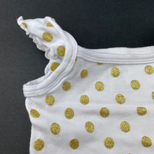 Load image into Gallery viewer, Girls Baby Berry, white cotton & gold spot romper, FUC, size 000,