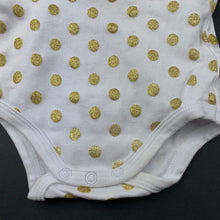 Load image into Gallery viewer, Girls Baby Berry, white cotton & gold spot romper, FUC, size 000,