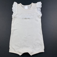 Load image into Gallery viewer, Girls Baby Berry, stretchy romper, broderie trim, FUC, size 00,