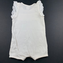 Load image into Gallery viewer, Girls Baby Berry, stretchy romper, broderie trim, FUC, size 00,