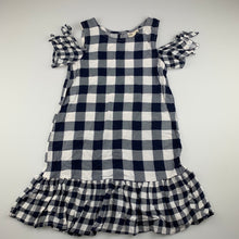 Load image into Gallery viewer, Girls Cotton On, lightweight navy check casual dress, care labels removed, GUC, size 6, L: 63cm