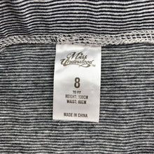 Load image into Gallery viewer, Girls Miss Understood, black & white stripe stretchy skirt, elasticated, L: 29cm, EUC, size 8,