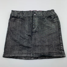 Load image into Gallery viewer, Girls Mooks, black metallic stretch cotton skirt, adjustable, L: 30cm, EUC, size 8,