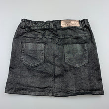 Load image into Gallery viewer, Girls Mooks, black metallic stretch cotton skirt, adjustable, L: 30cm, EUC, size 8,