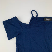 Load image into Gallery viewer, Girls Bardot Junior, navy stretchy open shoulder dress, EUC, size 8, L: 63cm