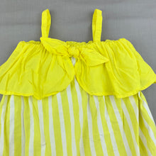Load image into Gallery viewer, Girls Cotton On, yellow stripe cotton summer dress, GUC, size 4, L: 52cm