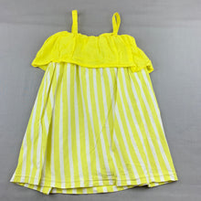 Load image into Gallery viewer, Girls Cotton On, yellow stripe cotton summer dress, GUC, size 4, L: 52cm