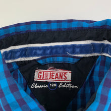 Load image into Gallery viewer, Boys GJ Unltd Jeans, check cotton long sleeve shirt, GUC, size 12 months,