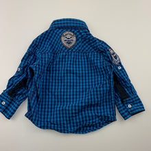 Load image into Gallery viewer, Boys GJ Unltd Jeans, check cotton long sleeve shirt, GUC, size 12 months,