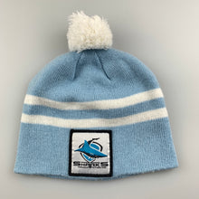 Load image into Gallery viewer, Boys NRL Official, Cronulla Sharks knitted beanie / hat, OSFM, EUC, size 4-6,