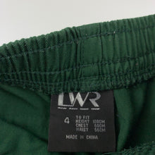 Load image into Gallery viewer, Boys LWR, green school cargo shorts, elasticated, internal drawcord missing, elastic functional, GUC, size 4,