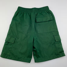 Load image into Gallery viewer, Boys LWR, green school cargo shorts, elasticated, internal drawcord missing, elastic functional, GUC, size 4,