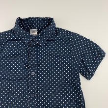 Load image into Gallery viewer, Boys Kids & Co, blue & white spot cotton short sleeve shirt, GUC, size 4,
