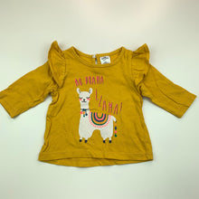 Load image into Gallery viewer, Girls Baby Berry, mustard cotton long sleeve top, llama, GUC, size 000,