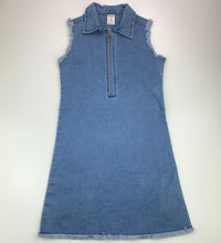 Load image into Gallery viewer, Girls Miss Understood, blue stretchy denim casual dress, EUC, size 8, L: 7 cm