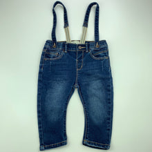 Load image into Gallery viewer, Boys Zara, stretch denim jeans, adjustable, braces, FUC, size 0,