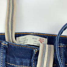 Load image into Gallery viewer, Boys Zara, stretch denim jeans, adjustable, braces, FUC, size 0,