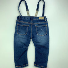 Load image into Gallery viewer, Boys Zara, stretch denim jeans, adjustable, braces, FUC, size 0,