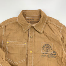 Load image into Gallery viewer, Boys Okaidi, lightweight cotton long sleeve shirt, poppers, FUC, size 4,