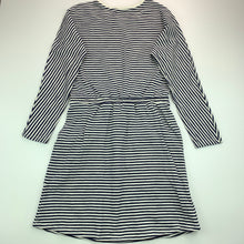 Load image into Gallery viewer, Girls Target, navy and cream cotton casual dress, GUC, size 8, L: 66 cm