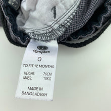 Load image into Gallery viewer, Boys Dymples, grey cotton pants, adjustable, Inside leg: 25.5cm, EUC, size 0,