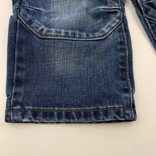 Load image into Gallery viewer, Boys ABCD Industrie, dark denim jeans, adjustable, wear on cuffs, FUC, size 0,