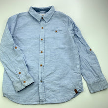 Load image into Gallery viewer, Boys Milkshake, blue cotton long sleeve shirt, marks on cuffs, FUC, size 7,