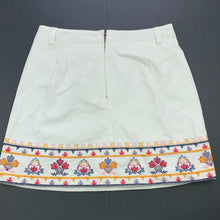 Load image into Gallery viewer, Girls Gum, lined embroidered cotton skirt, adjustable, L: 38.5cm, EUC, size 12,