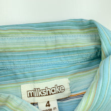 Load image into Gallery viewer, Boys Milkshake, striped lightweight cotton short sleeve shirt, GUC, size 4,