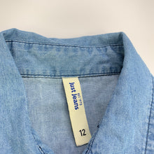 Load image into Gallery viewer, Girls Just Jeans, chambray cotton open shoulder long sleeve shirt, GUC, size 12,