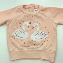 Load image into Gallery viewer, Girls Baby Berry, pink fleece lined sweater / jumper, swans, GUC, size 000,
