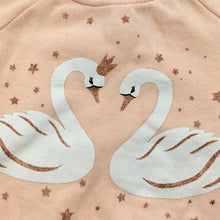Load image into Gallery viewer, Girls Baby Berry, pink fleece lined sweater / jumper, swans, GUC, size 000,