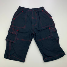 Load image into Gallery viewer, Boys Kids Stuff, dark navy cotton cargo pants, elasticated, GUC, size 0,