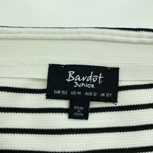 Load image into Gallery viewer, Girls Bardot Junior, black & white stripe ruffle skirt, elasticated, L: 42cm, GUC, size 12,