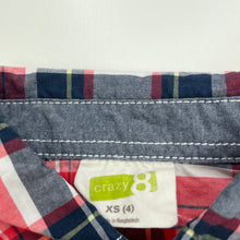 Load image into Gallery viewer, Boys Crazy 8, checked cotton short sleeve shirt, FUC, size 4,