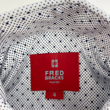 Load image into Gallery viewer, Boys Fred Bracks, lightweight cotton long sleeve shirt, light mark left cuff, FUC, size 4,