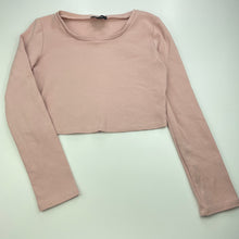 Load image into Gallery viewer, Girls Bardot Junior, pink stretchy cropped top, mark back right cuff, FUC, size 12,