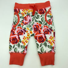 Load image into Gallery viewer, Girls Baby Berry, fleece lined floral track pants, elasticated, EUC, size 00,