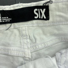 Load image into Gallery viewer, Girls Cotton On, distressed stretch denim shorts, adjustable, FUC, size 6,