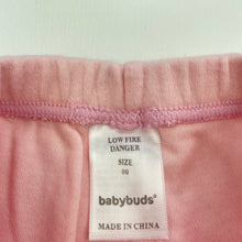 Load image into Gallery viewer, Girls Babybuds, pink cotton leggings / bottoms, elasticated, FUC, size 00,