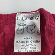 Load image into Gallery viewer, Girls Baby Baby, cute cotton corduroy embroidered party dress, GUC, size 0