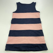 Load image into Gallery viewer, Girls Charlie & Me, pink & navy stripe dress, wash fade & light marks, FUC, size 5, L: 52cm