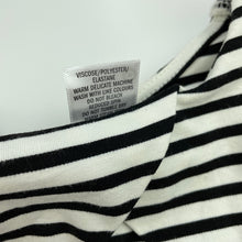 Load image into Gallery viewer, Girls Target, black & white stripe party dress, blue mark front skirt, FUC, size 8, L: 65cm