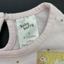 Load image into Gallery viewer, Girls Baby Berry, pink & gold cotton romper, FUC, size 0,