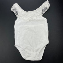 Load image into Gallery viewer, Girls BABY PLUS, white cotton bodysuit / romper, lace detail, GUC, size 6 months,