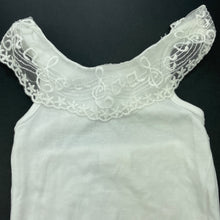 Load image into Gallery viewer, Girls BABY PLUS, white cotton bodysuit / romper, lace detail, GUC, size 6 months,