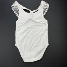 Load image into Gallery viewer, Girls BABY PLUS, white cotton bodysuit / romper, lace detail, GUC, size 6 months,
