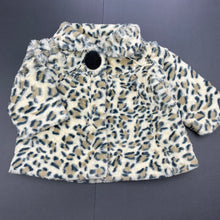 Load image into Gallery viewer, Girls Blue Sky, leopard print faux fur jacket / coat, L: 28cm, GUC, size 3 months,
